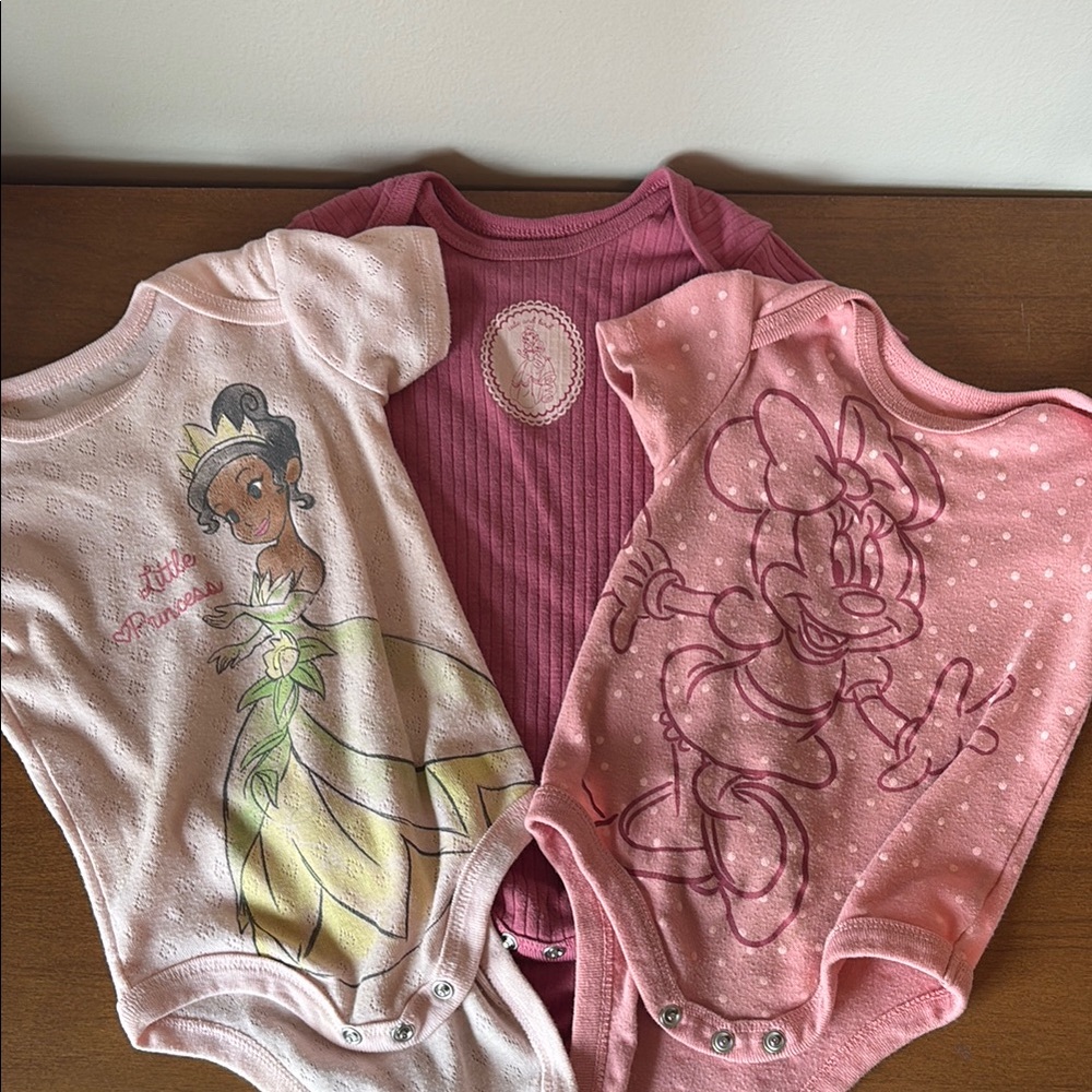 Disney Baby Onesies - Princess and Minnie Mouse - Pink